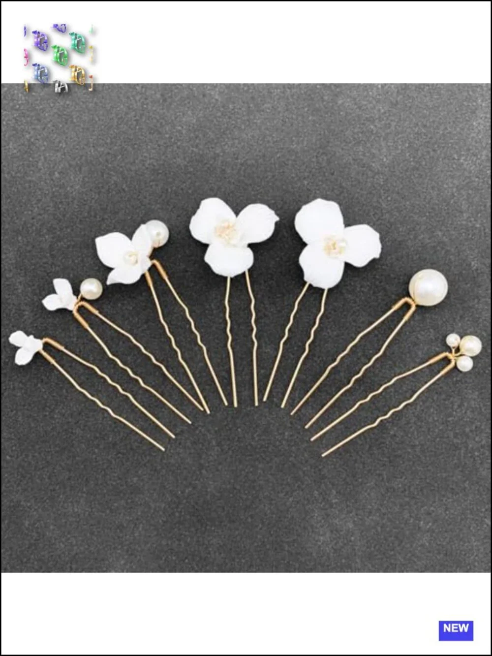 7 Pcs Elegant Handmade Ceramic Flower Pearl Hair Pins for Wedding